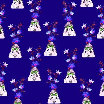 698324-望远镜女孩花卉蓝色