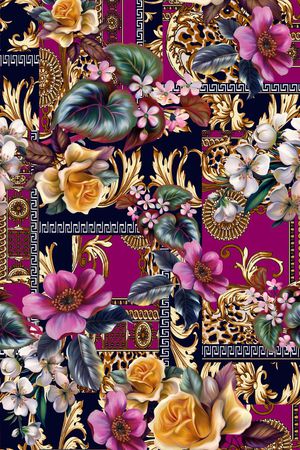 大花卉印花华亿平台图片