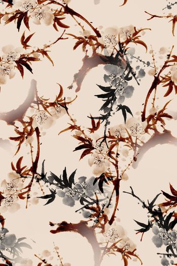 写意梅花印花华亿平台图片