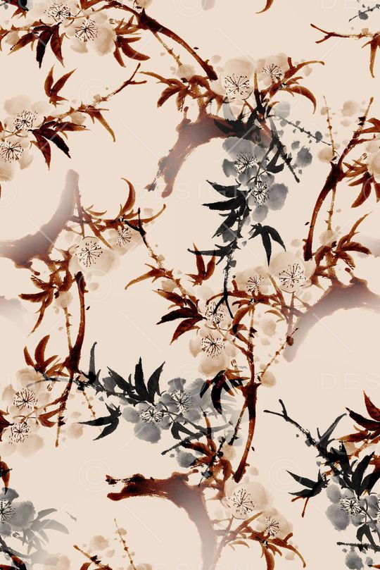 写意梅花印花华亿平台图片