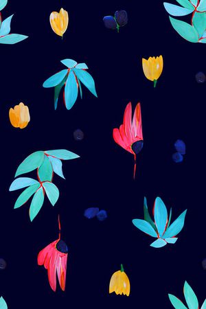 抽象手绘满版花卉印花华亿平台图片