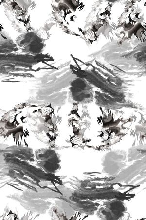 水墨印花华亿平台图片