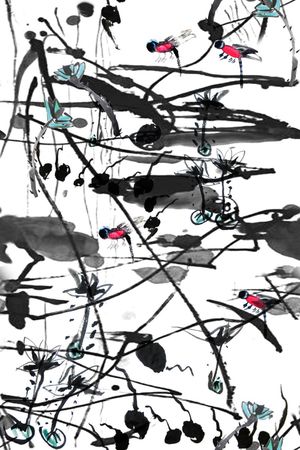 抽象水墨纹理印花华亿平台图片