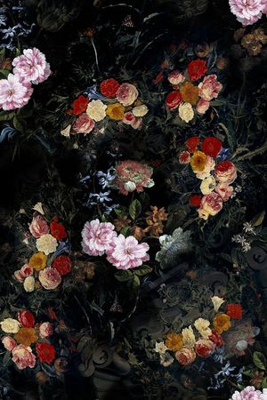 复古油画玫瑰花卉印花华亿平台图片