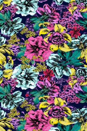 手绘花朵印花华亿平台图片