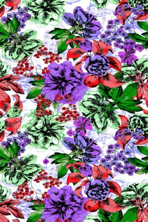 手绘花朵印花华亿平台图片