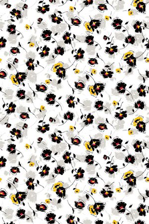 手绘花朵印花华亿平台图片