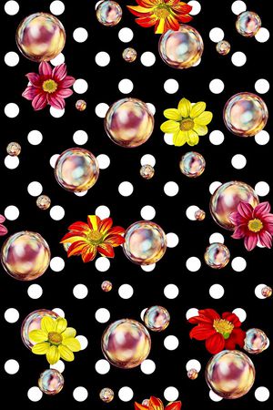 抽象手绘满版花卉印花华亿平台图片