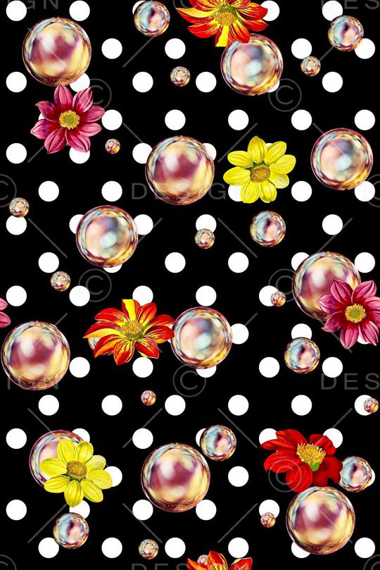 抽象手绘满版花卉印花华亿平台图片