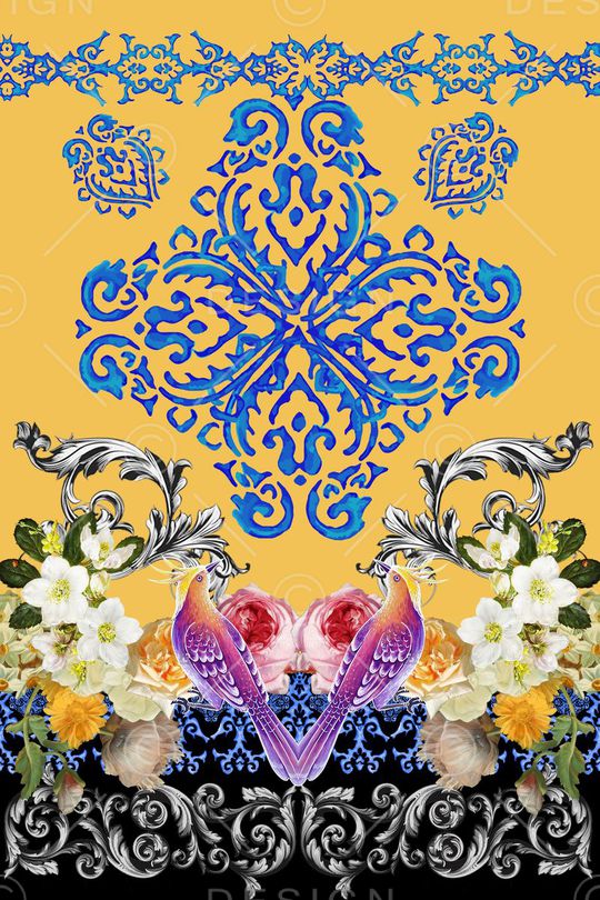 巴洛克卷草印花华亿平台图片