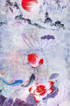 荷花印花华亿平台图片