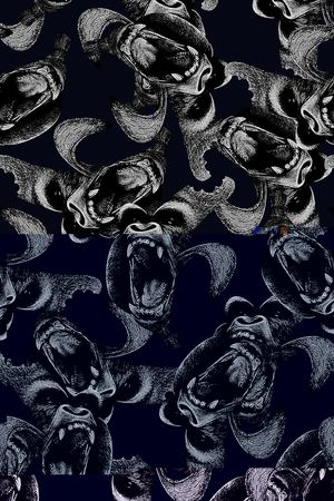 手绘国际大牌男装满版猴子印花印花华亿平台图片