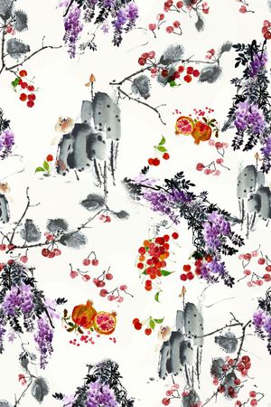 抽象水墨纹理印花华亿平台图片