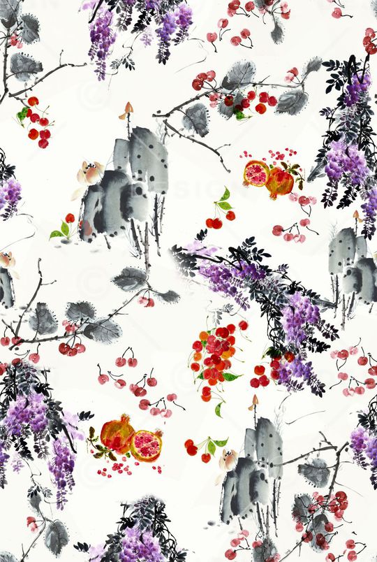 抽象水墨纹理印花华亿平台图片