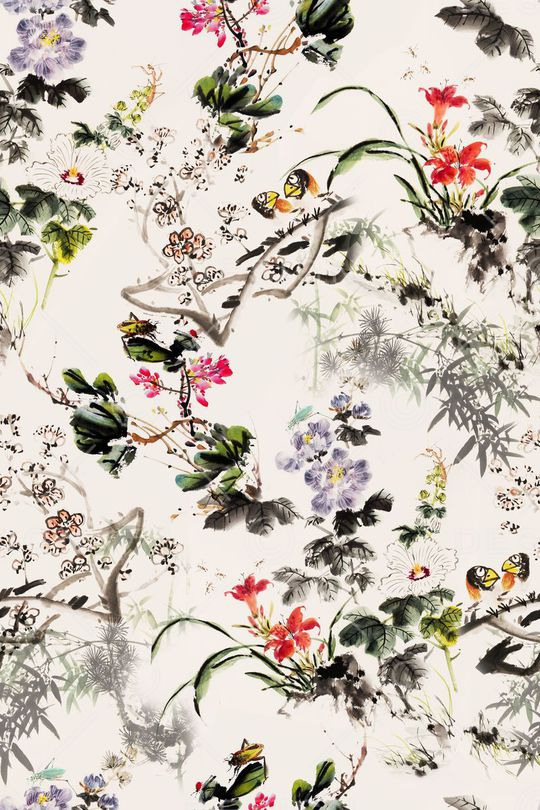 抽象水墨纹理印花华亿平台图片