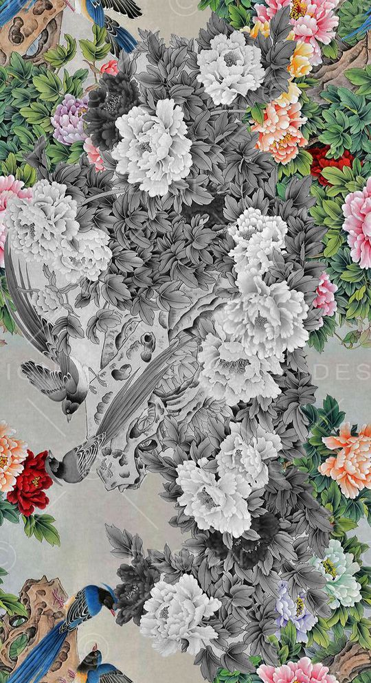 peonies印花华亿平台图片