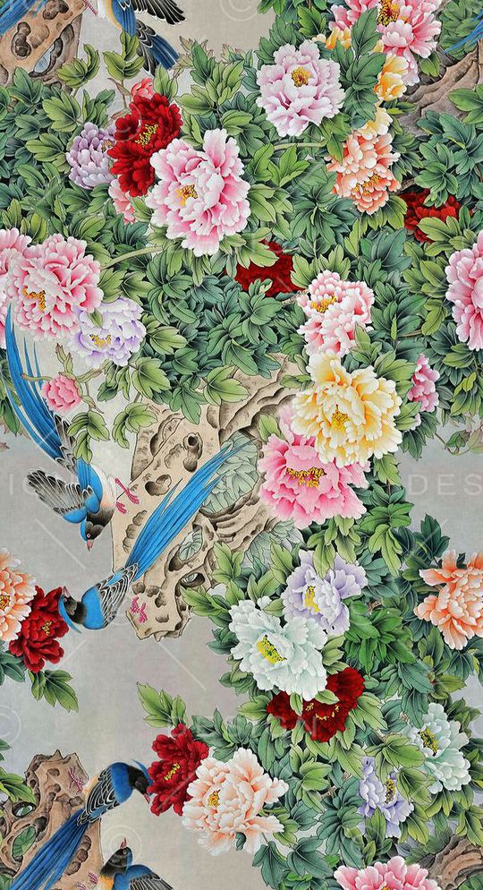 peonies印花华亿平台图片