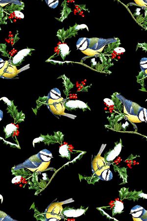 抽象手绘满版时尚花鸟印花华亿平台图片