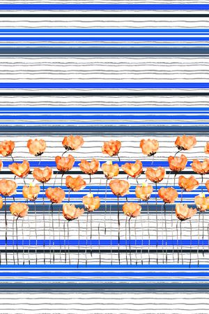 抽象手绘满版花卉印花华亿平台图片