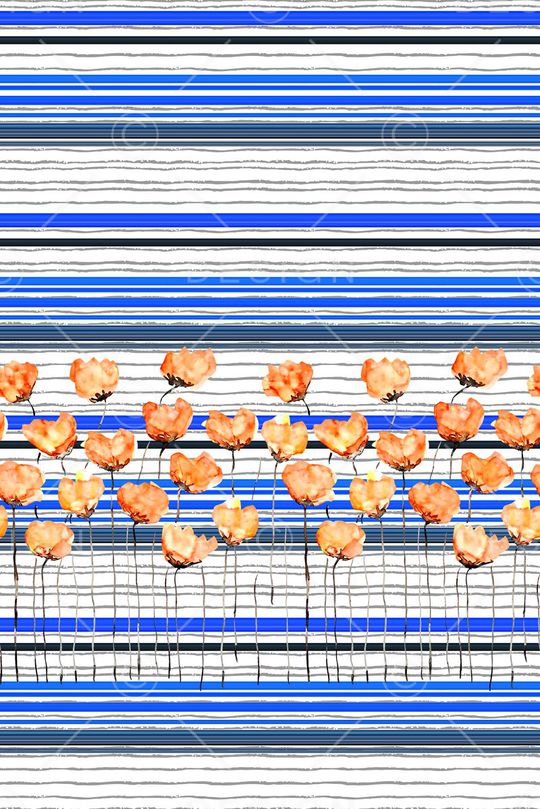 抽象手绘满版花卉印花华亿平台图片