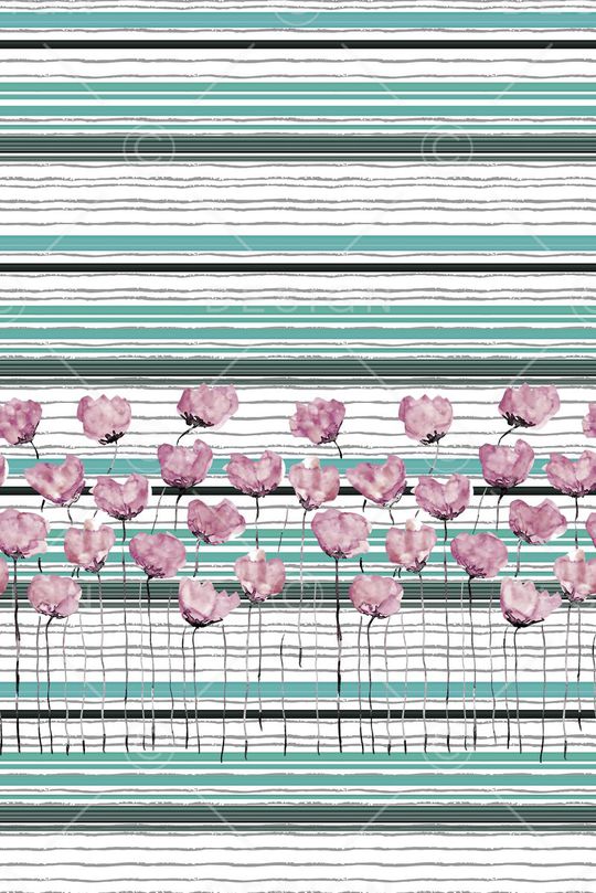 抽象手绘满版花卉印花华亿平台图片