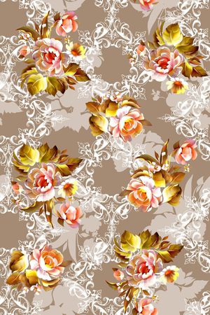 抽象手绘满版花卉印花华亿平台图片