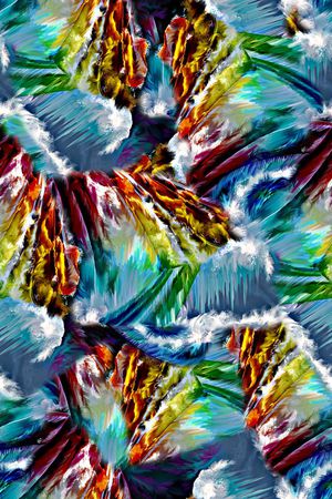 手绘抽象羽毛油画印花印花华亿平台图片