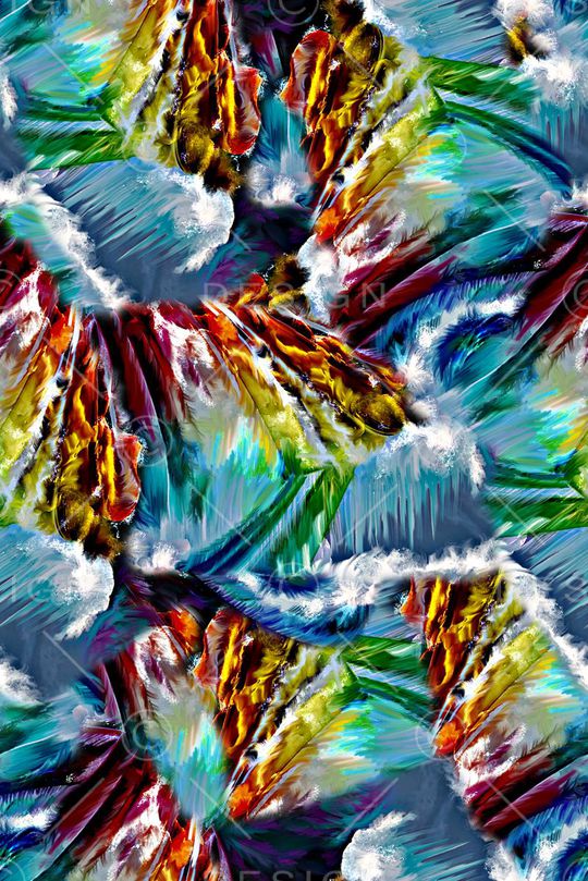 手绘抽象羽毛油画印花印花华亿平台图片