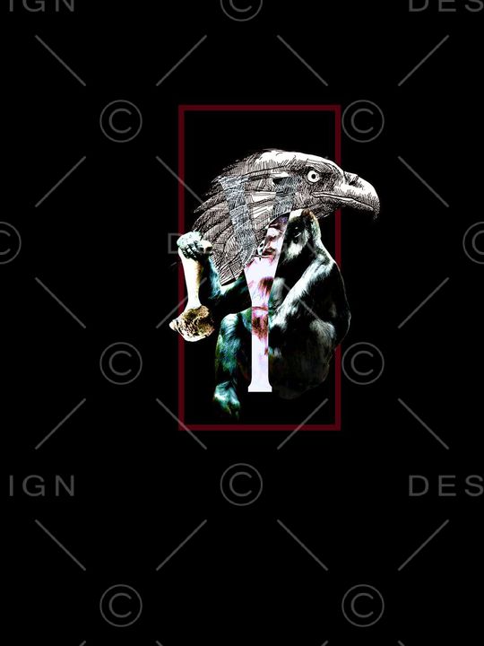 手绘动物猩猩老鹰数码印花印花华亿平台图片