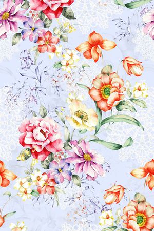 水彩花卉印花华亿平台图片