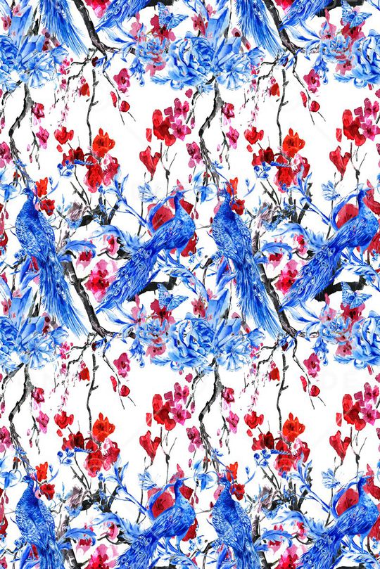 青花瓷印花华亿平台图片