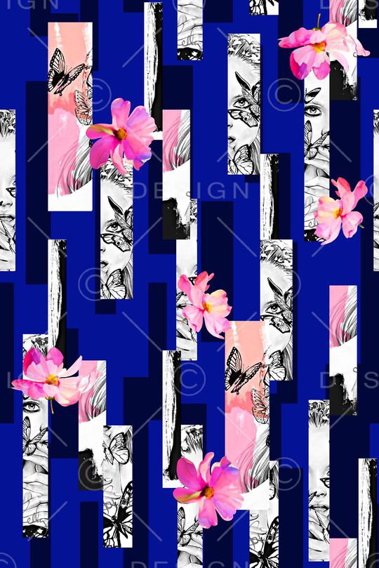 抽象手绘满版花卉印花华亿平台图片