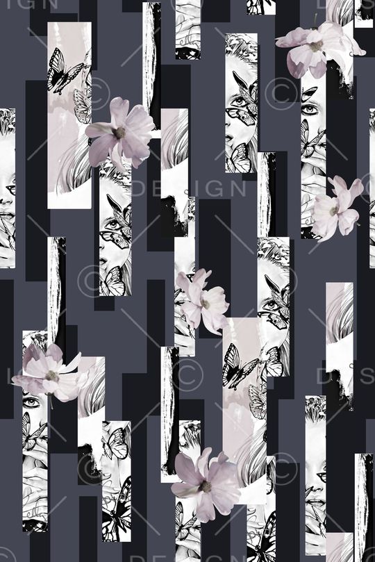 抽象手绘满版花卉印花华亿平台图片