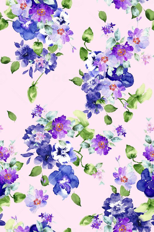 浪漫水彩花卉印花华亿平台图片