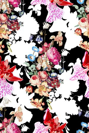 手绘水彩花卉数码印花印花印花华亿平台图片