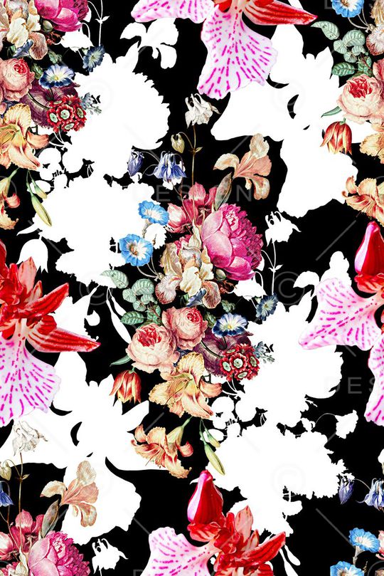 手绘水彩花卉数码印花印花印花华亿平台图片