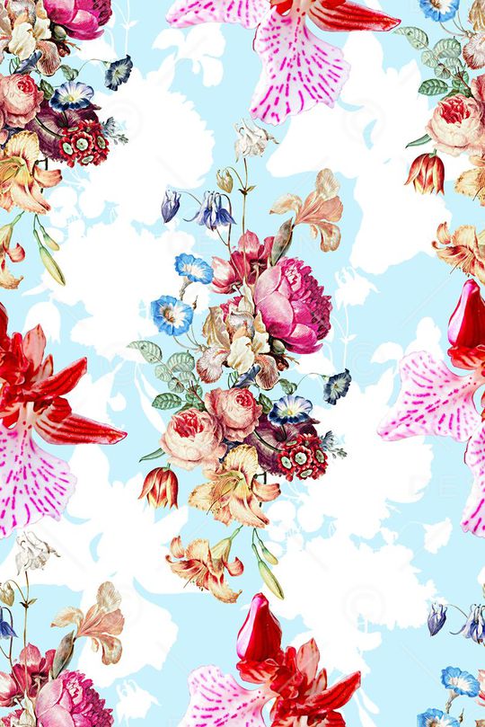 手绘水彩花卉数码印花印花印花华亿平台图片