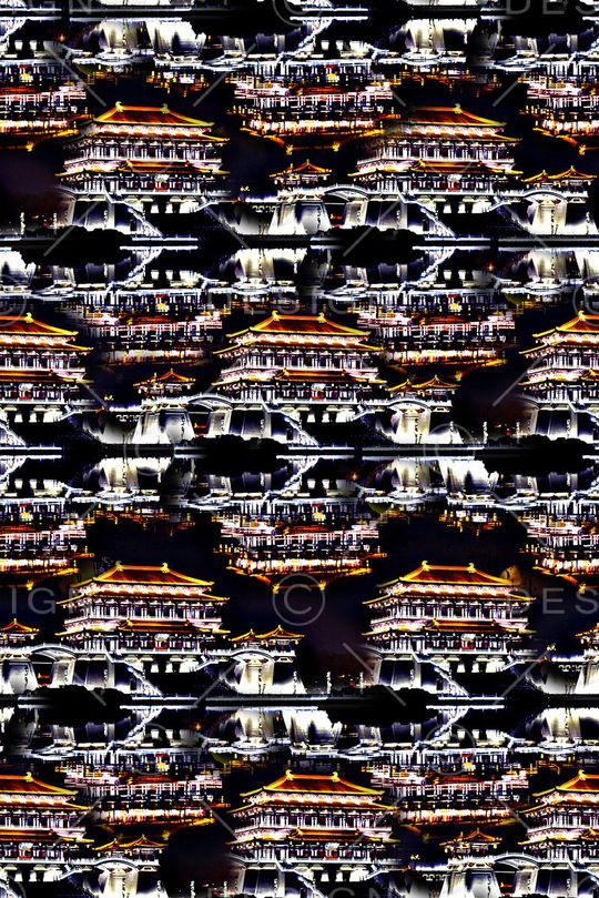 城市复古房子印花印花华亿平台图片