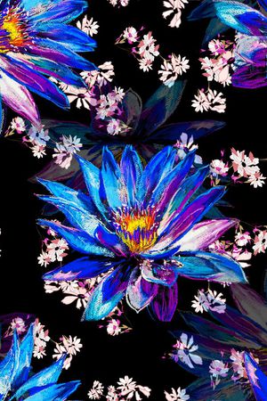 蓝莲花印花华亿平台图片