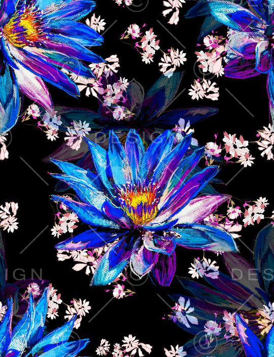 蓝莲花印花华亿平台图片