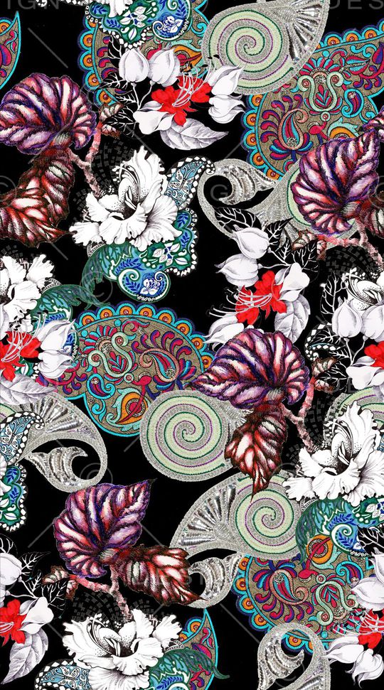 佩斯利漩涡印花华亿平台图片