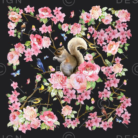 水彩手绘花鸟印花华亿平台图片