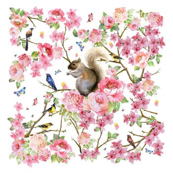 700461-D&G风格手绘松鼠桃花-B