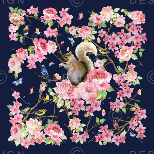 水彩手绘花鸟印花华亿平台图片