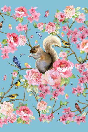 水彩手绘花鸟印花华亿平台图片