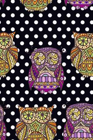 手绘几何猫头鹰印花华亿平台图片