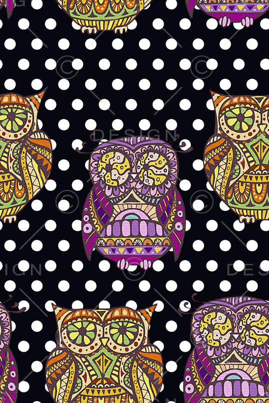 手绘几何猫头鹰印花华亿平台图片