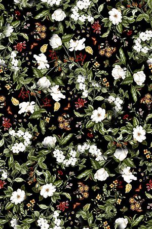 手绘女装花卉印花印花华亿平台图片