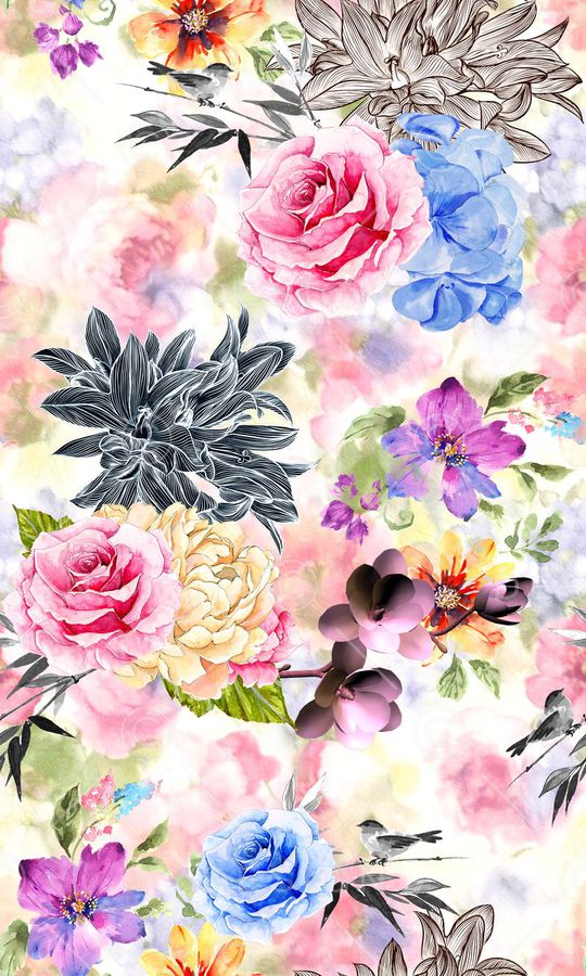 手绘玫瑰印花华亿平台图片