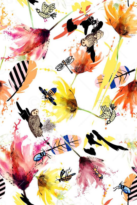 抽象花卉印花华亿平台图片